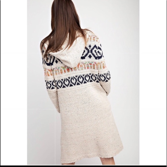 Duster Button Front Tribal Hoodie Cardigan - Picture 2 of 5